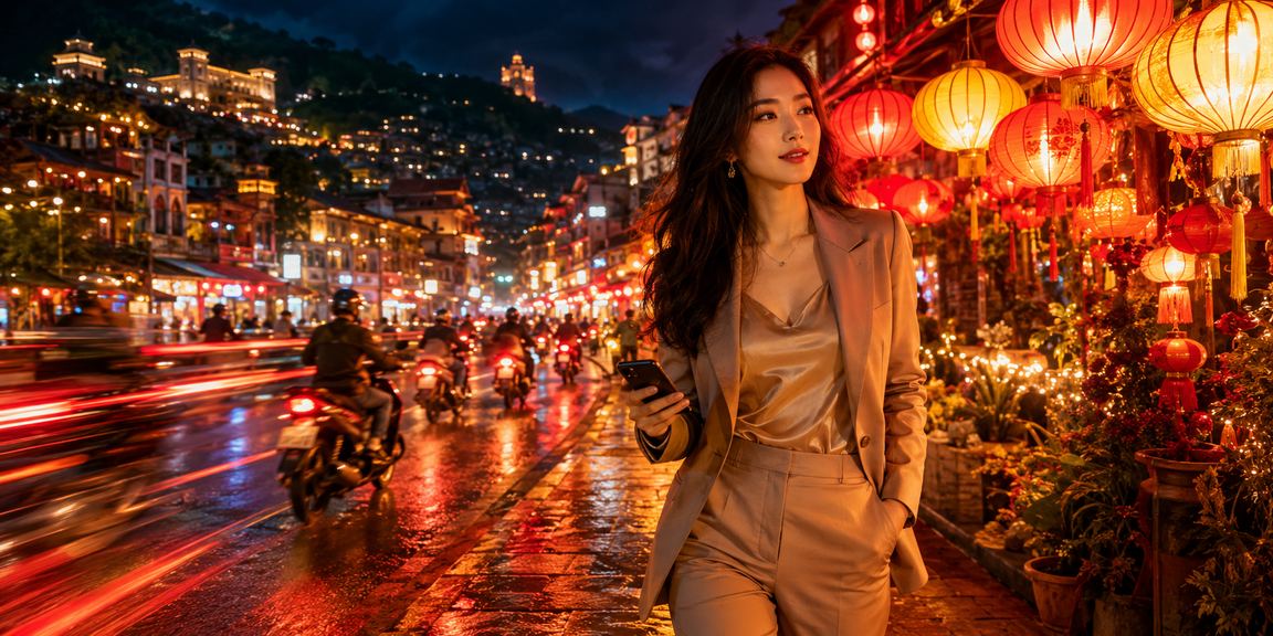 Cảnh đêm tại chợ đêm Sapa trong dịp khuyến mãi đăng ký poki3